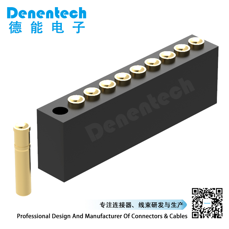 Denentech precise connector 1.27MM pogo pin H4.0MM single row female straight SMT concave plunger pogo pin